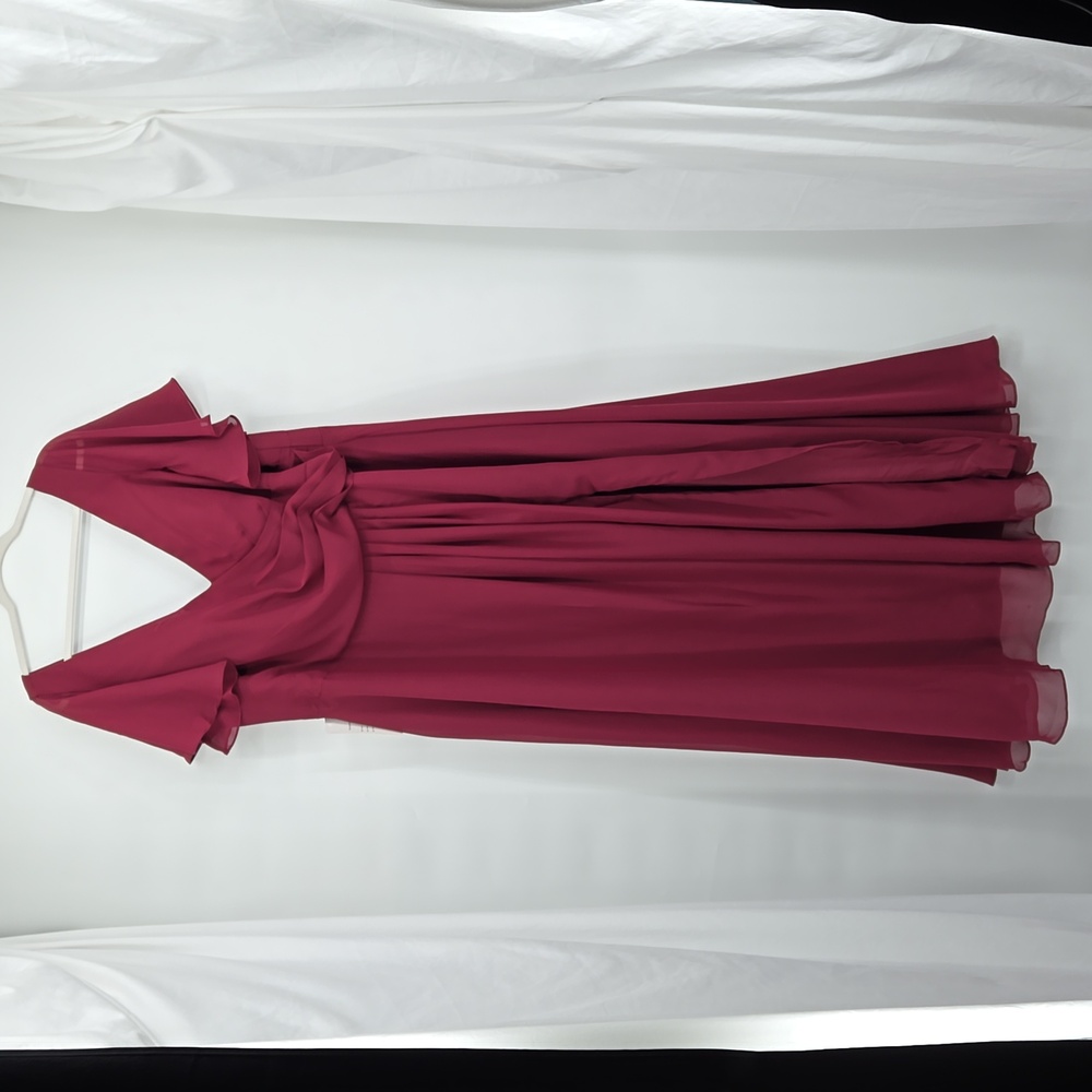Plus Size Curvy Ruffle Chiffon Mother of The Bird Bridesmaids Wine Dress Size 4X